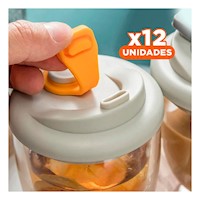 Pack12 Copa de Vidrio Doble Reutilizable con Tapa 450 ml Y+Papel Regalo